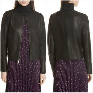 Vince Collarless Leather Jacket Size Sm